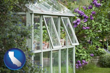 a garden greenhouse - with California icon