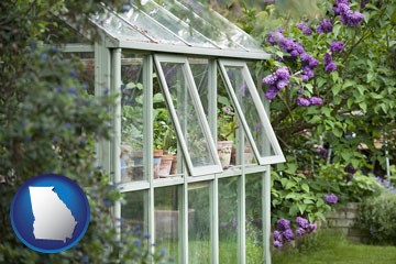 a garden greenhouse - with Georgia icon
