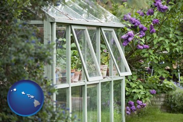 a garden greenhouse - with Hawaii icon