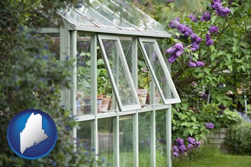 a garden greenhouse - with Maine icon