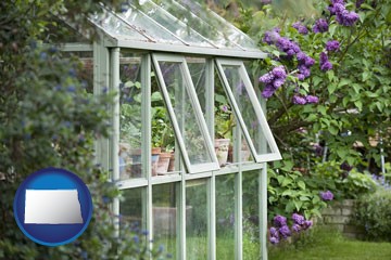 a garden greenhouse - with North Dakota icon
