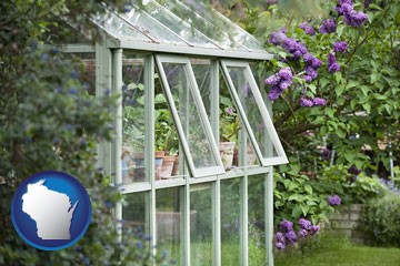 a garden greenhouse - with Wisconsin icon