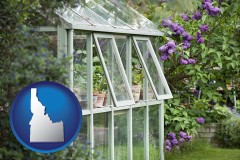 idaho map icon and a garden greenhouse