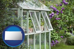kansas map icon and a garden greenhouse