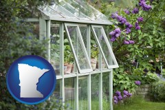 minnesota map icon and a garden greenhouse
