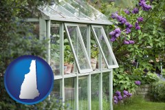 new-hampshire map icon and a garden greenhouse