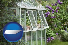 tennessee map icon and a garden greenhouse